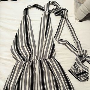 Lulus Black and white striped tie romper. Worn once. Size small.